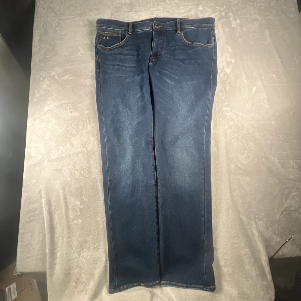 Armani Exchange J13 Jeans Slim Fit Stretch Mens Dark Blue Denim 42x32 Zip Fly